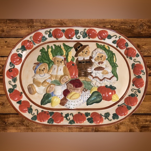 Cherished Teddies collectors wall plate teddy bear thanksgiving - Picture 1 of 9